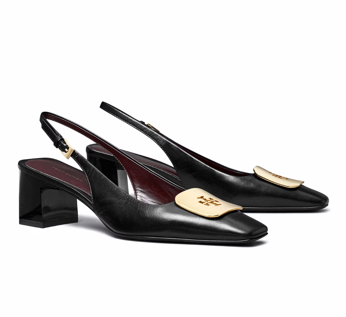 Georgie Slingback Heels Black Smooth