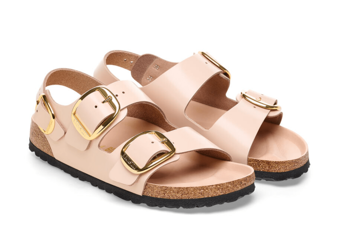 Birkenstock MILANO BIG BUCKLE HIGH SHINE BEIGE Shoe Main & Taylor