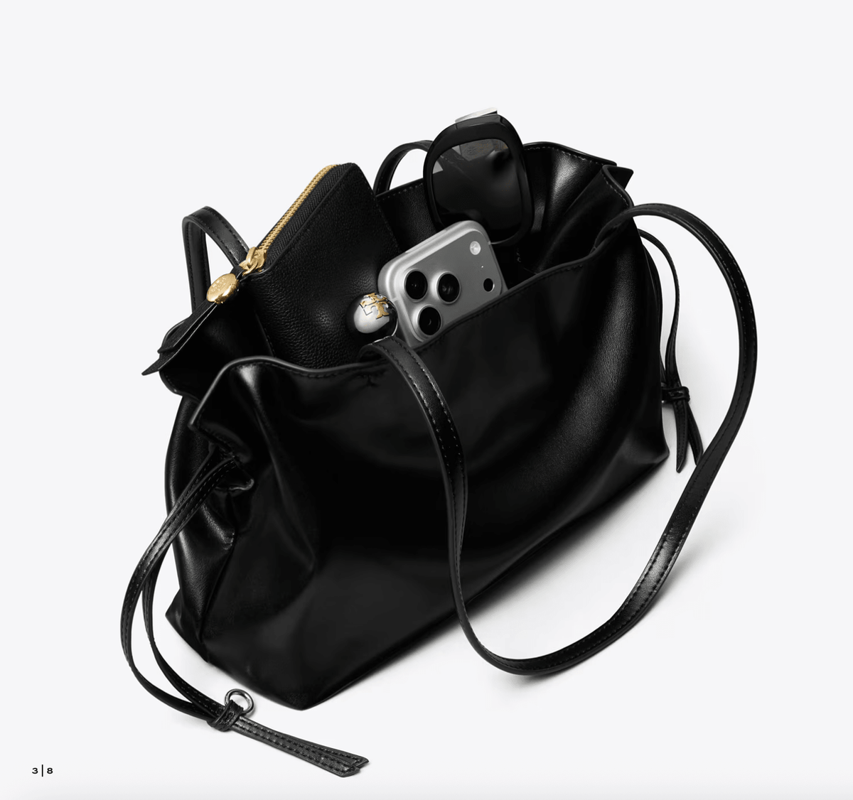 Tory Burch Handbag ELLA RECYCLED DRAWSTRING TOTE SMALL BLACK Shoe