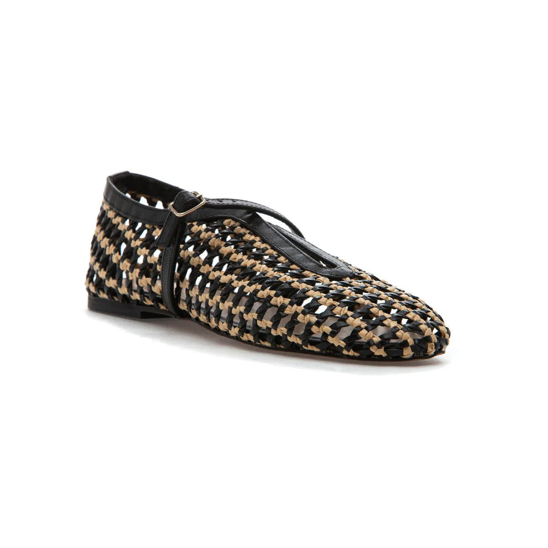 275 CENTRAL IZABEL BLACK RAFFIA BALLET Shoes | Shop now at Main &amp; Taylor Shoes!