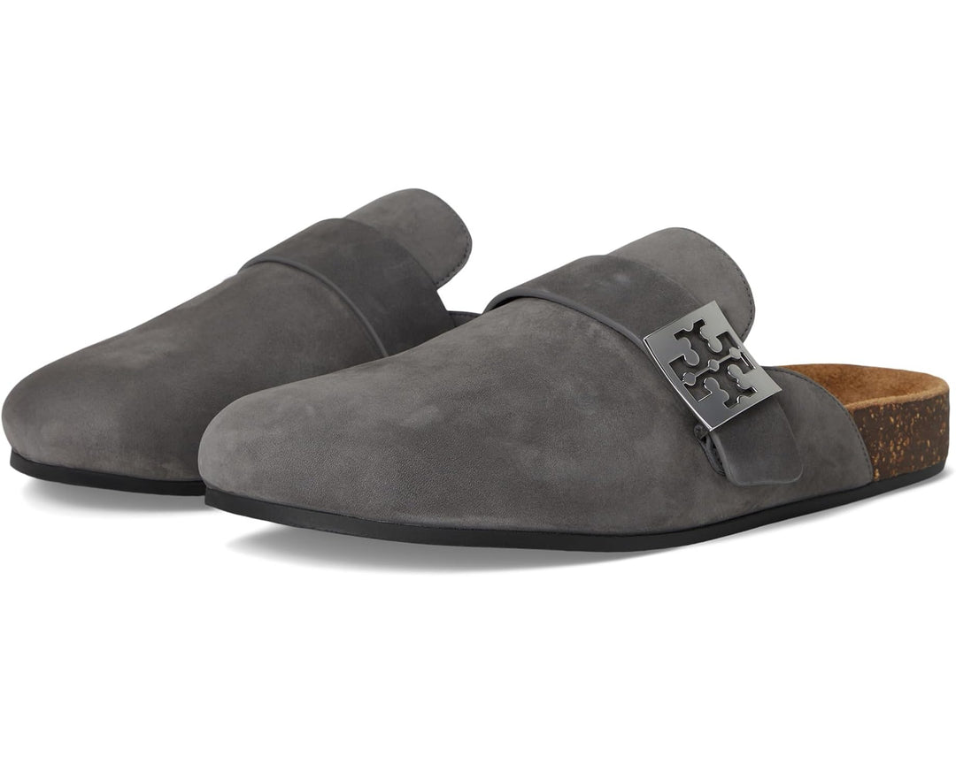 Fashion gray suede mules