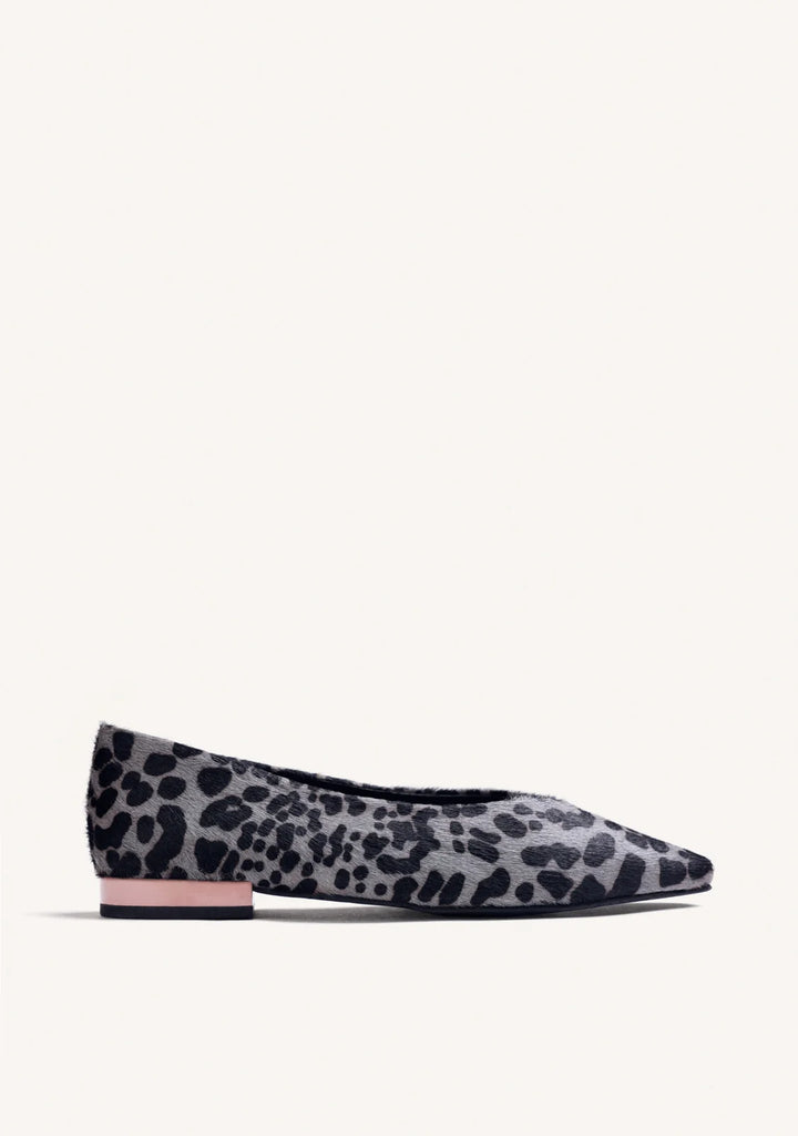 80165 GREY ANIMAL PRINT HAIRCALF BALLET FLAT