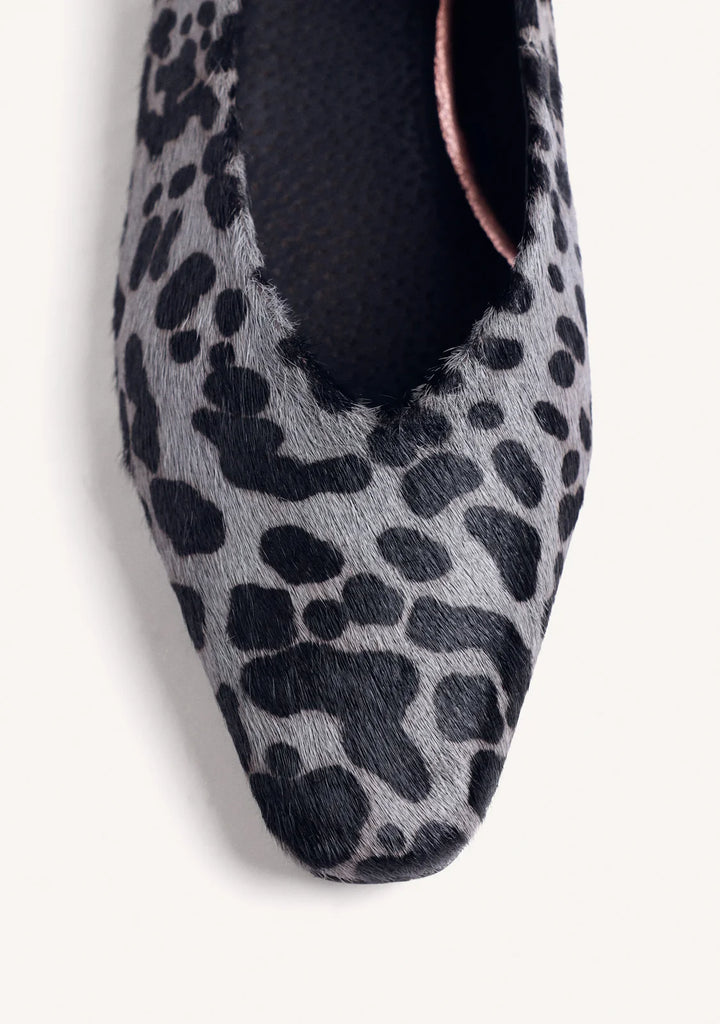 80165 GREY ANIMAL PRINT HAIRCALF BALLET FLAT