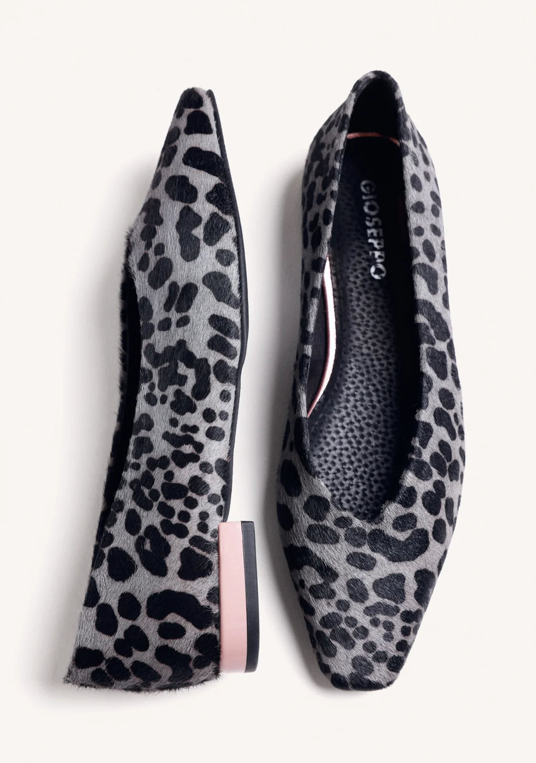 80165 GREY ANIMAL PRINT HAIRCALF BALLET FLAT