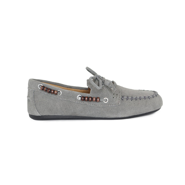 VIOLETTA GREY SUEDE MOCCASIN