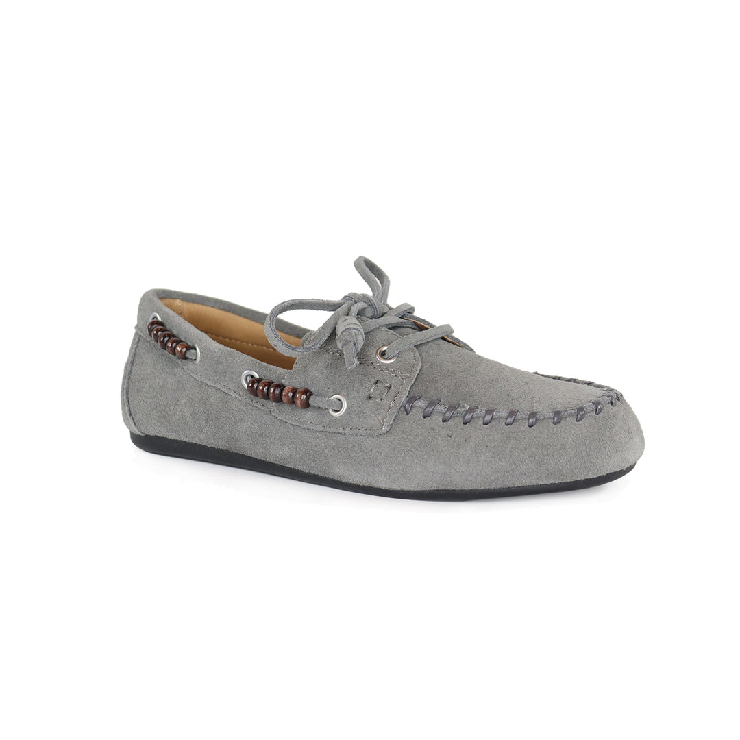 VIOLETTA GREY SUEDE MOCCASIN