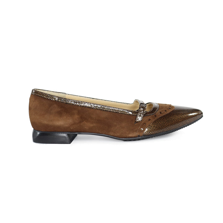 10981 BRONZE/CARAMEL SUEDE FLAT