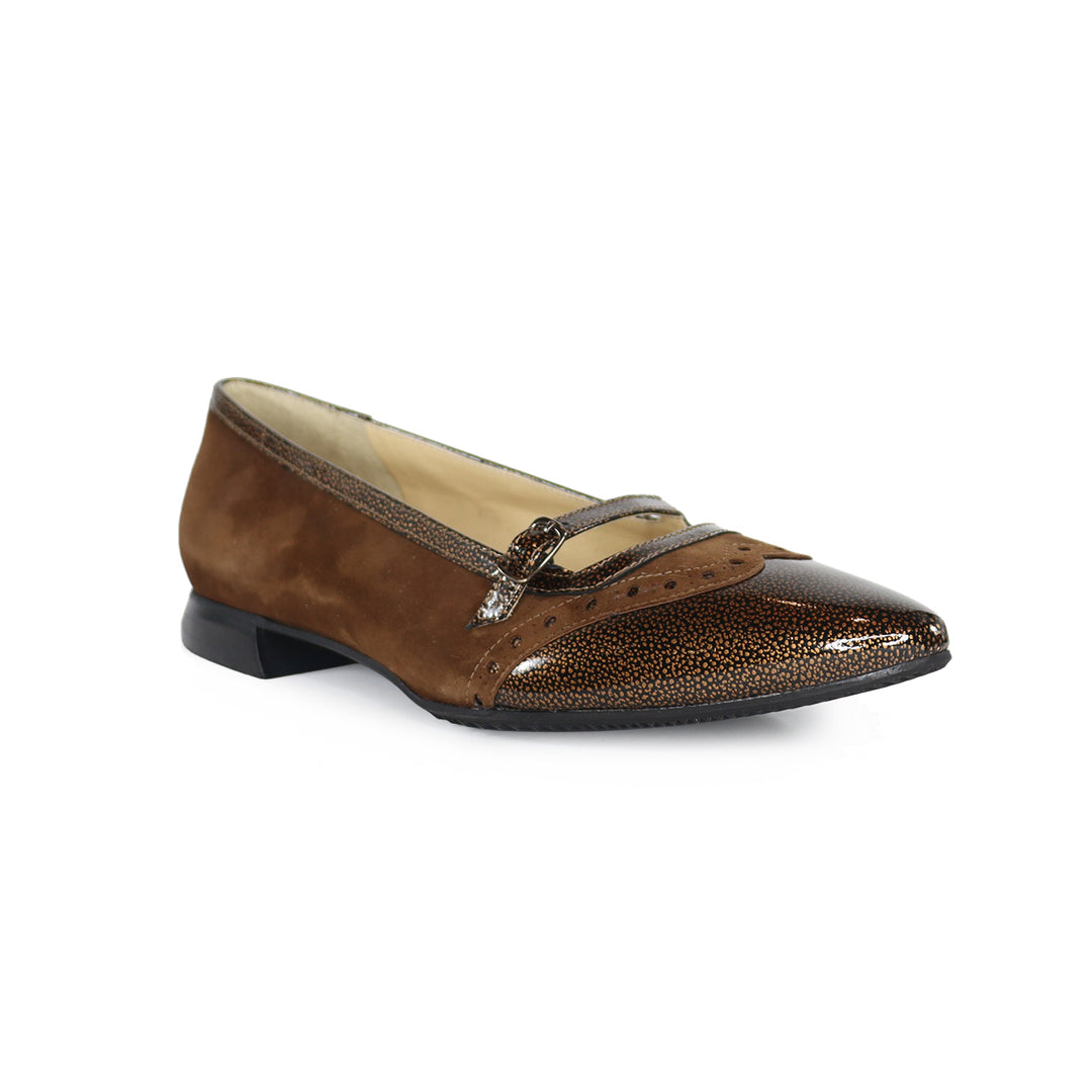 10981 BRONZE/CARAMEL SUEDE FLAT