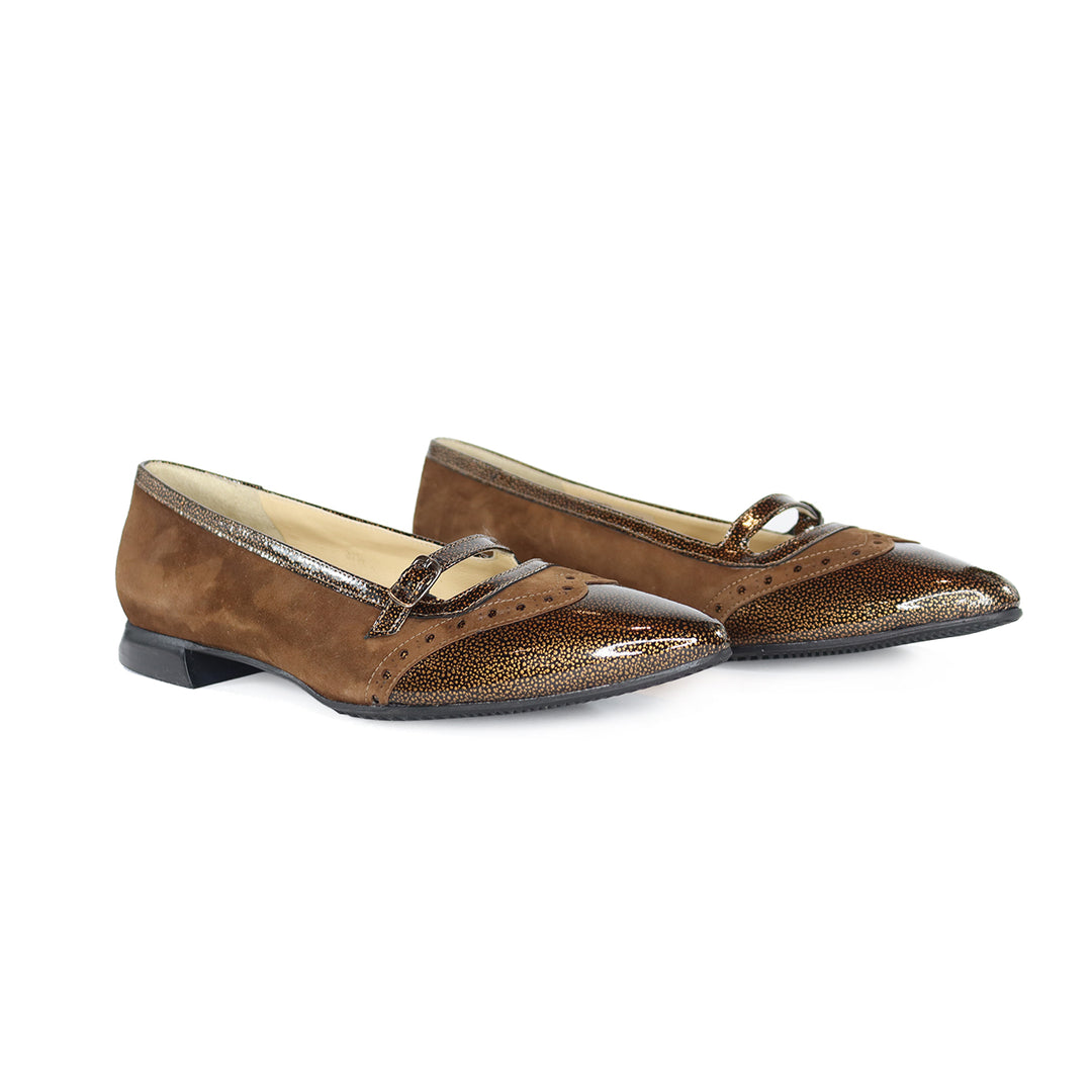 10981 BRONZE/CARAMEL SUEDE FLAT