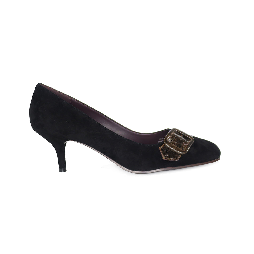 ARMINA BLACK SUEDE/BROWN PUMP