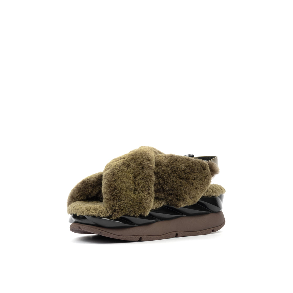 MELLOW FOMI MOCHA SHEARLING SANDAL