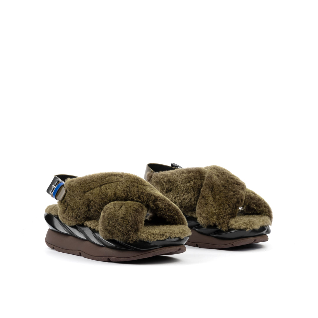 MELLOW FOMI MOCHA SHEARLING SANDAL