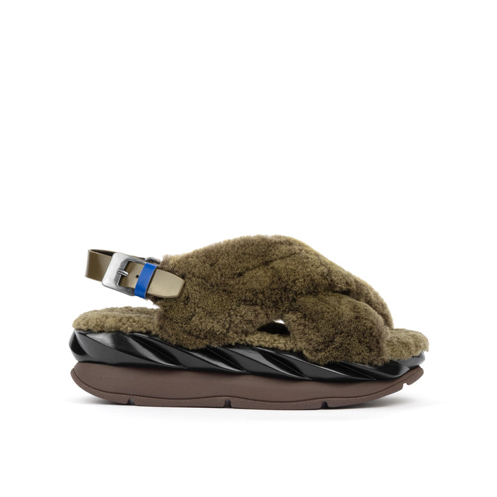 MELLOW FOMI MOCHA SHEARLING SANDAL