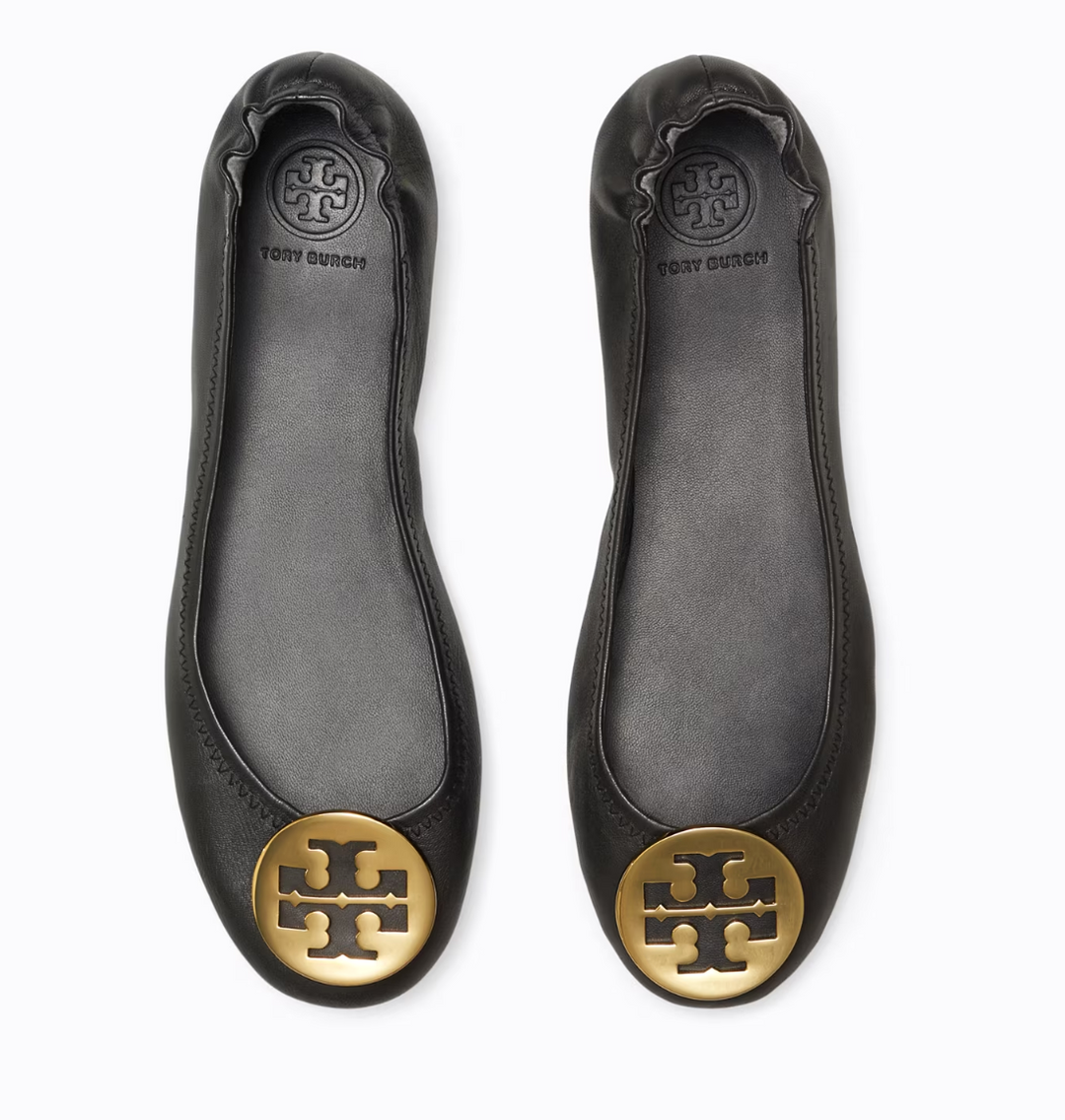 Tory Burch Minnie Ballet Flats - outlets Black/Gold