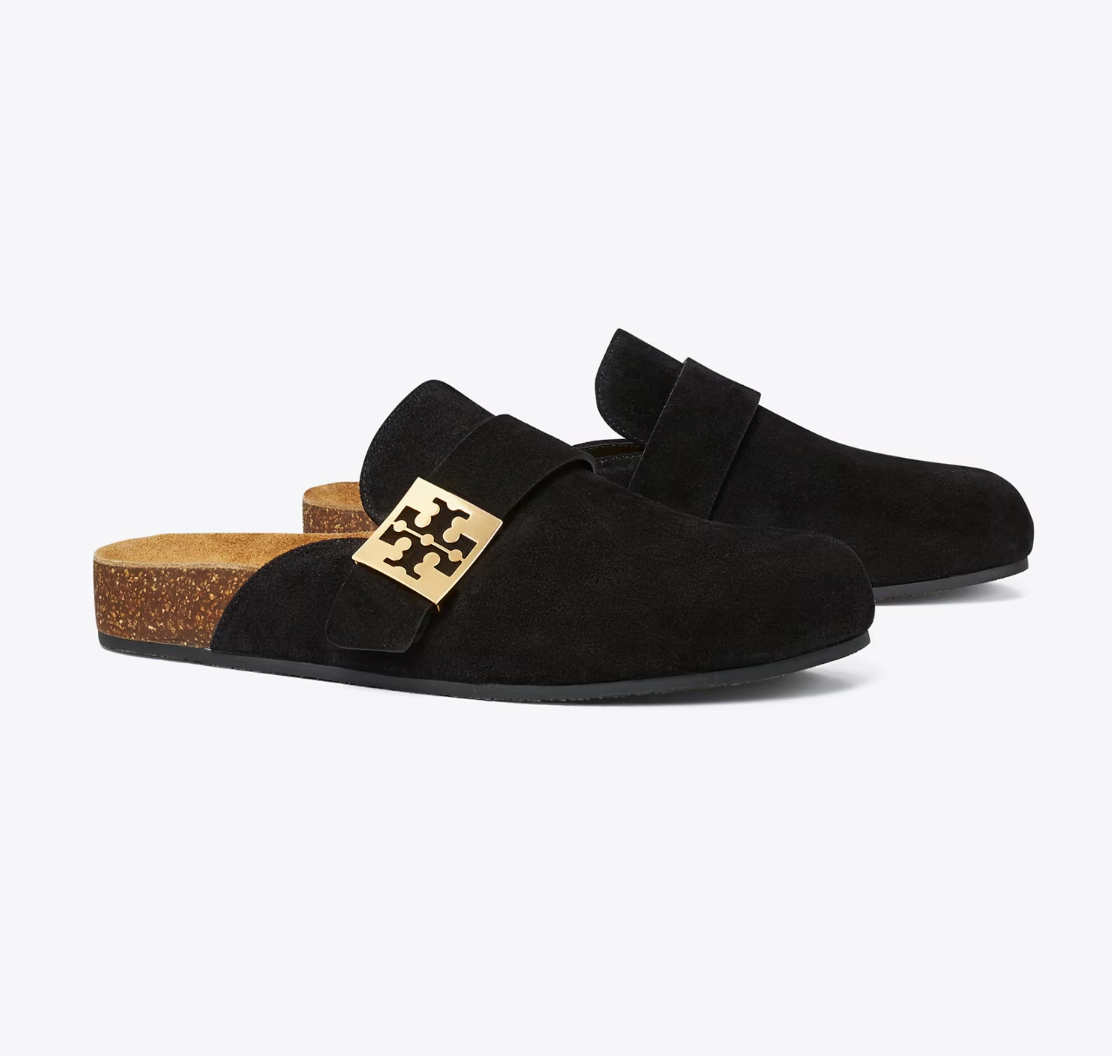 サンダル・ミュール Tory Burch Black Suede Mellow Slippers MELLOW MULE BLACK SUEDE – Main & Taylor