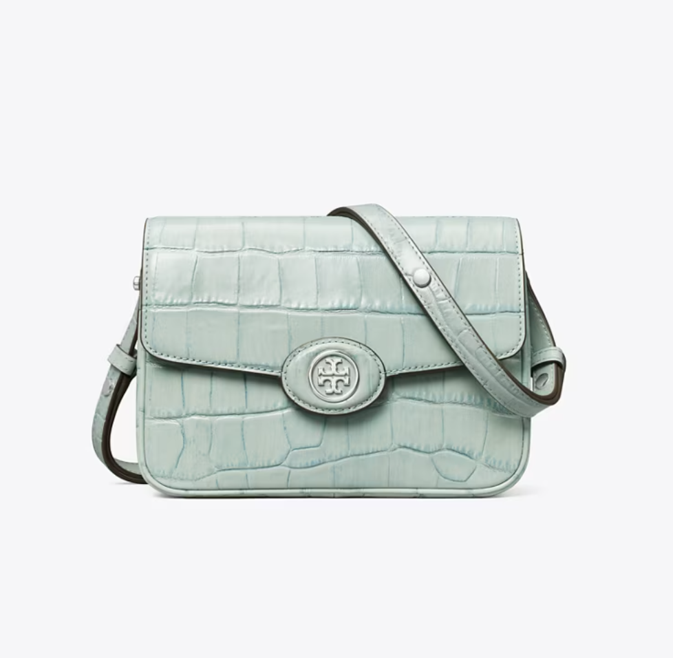 ROBINSON CROC-EMBOSSED SHOULDER BAG CELADON BLUE – Main & Taylor