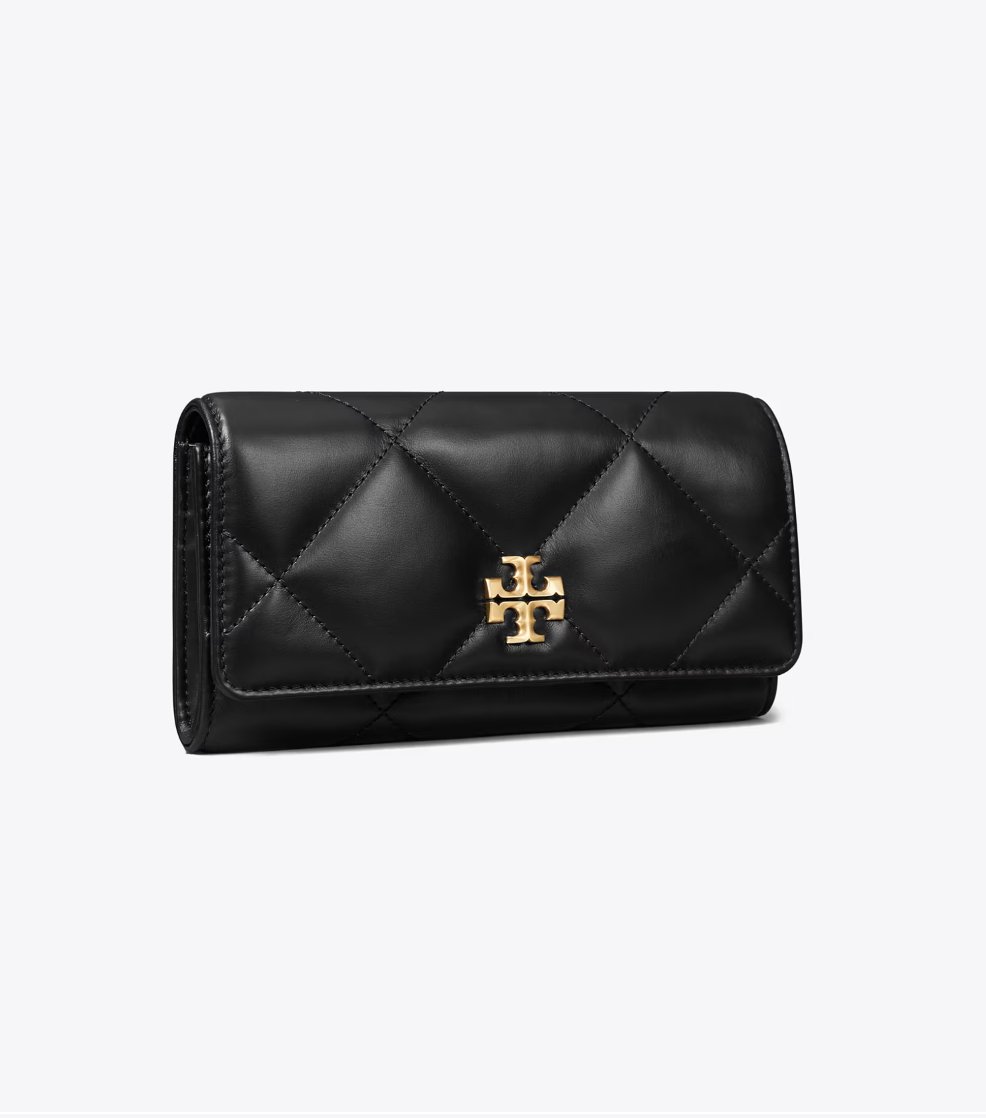 KIRA DIAMOND QUILT FLAP WALLET BLACK – Main & Taylor