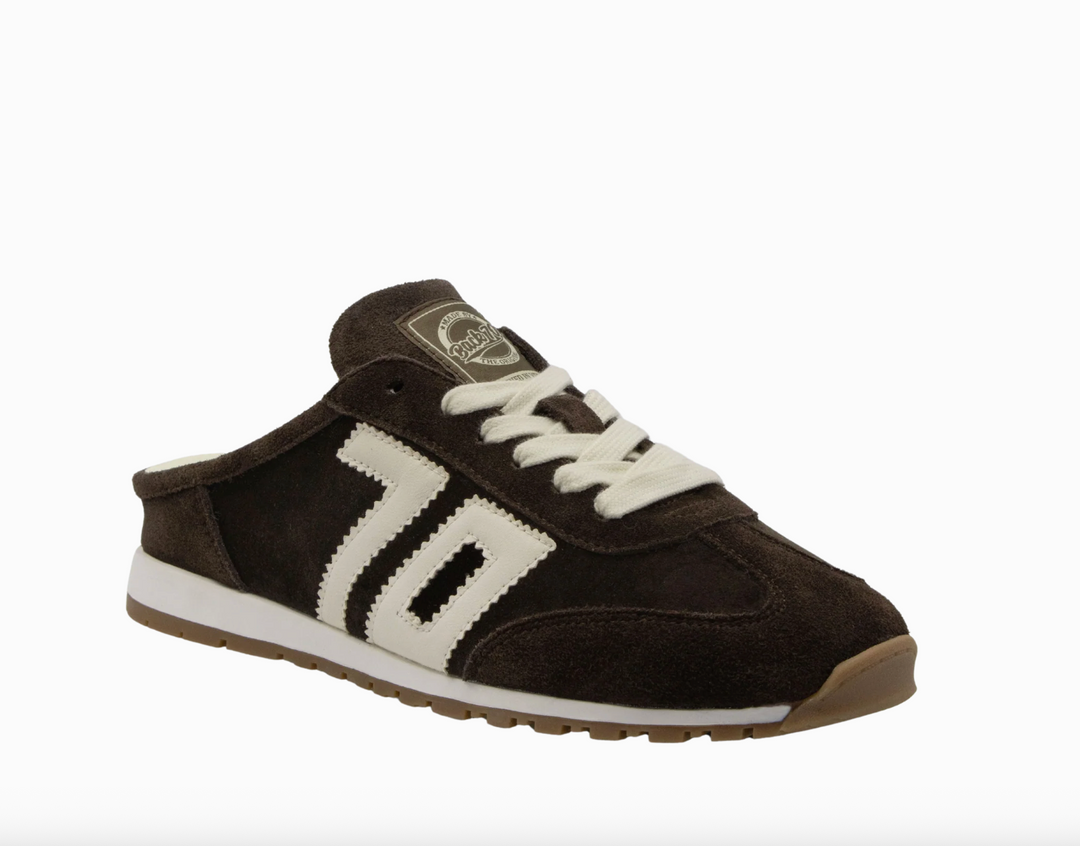 VENICE BACKLESS VELVET COFFEE SNEAKER