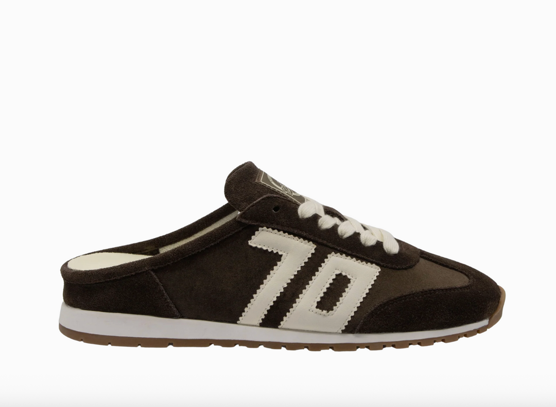 VENICE BACKLESS VELVET COFFEE SNEAKER