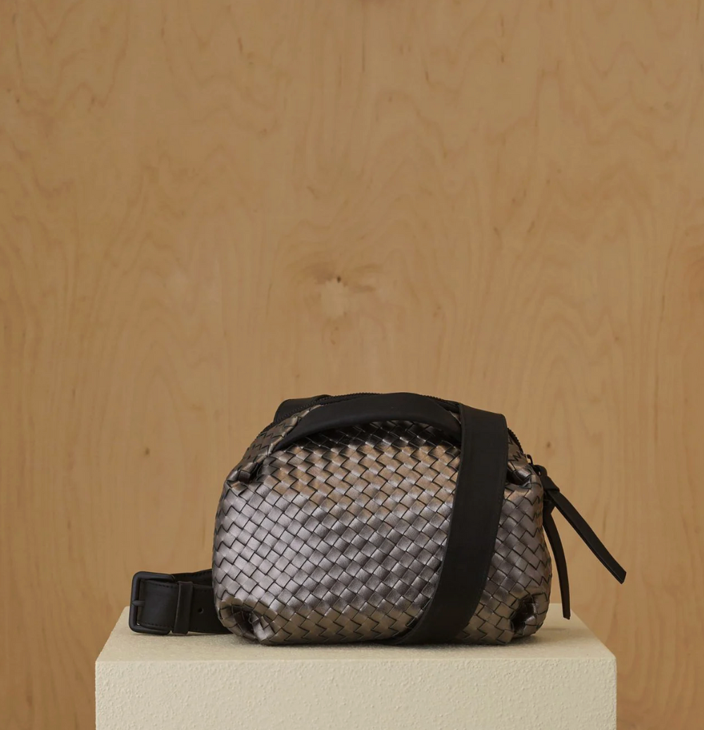 BILLIE  PEWTER WOVEN CROSSBODY