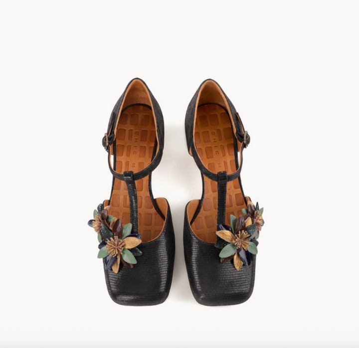 IZFERA BLACK/GREEN LOW HEEL