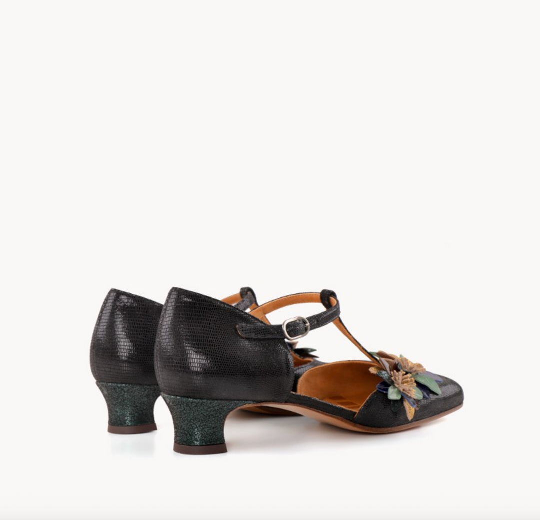 IZFERA BLACK/GREEN LOW HEEL