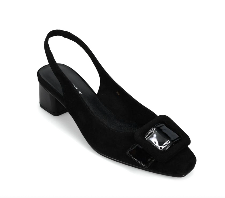 SAKI BLACK SUEDE SLINGBACK