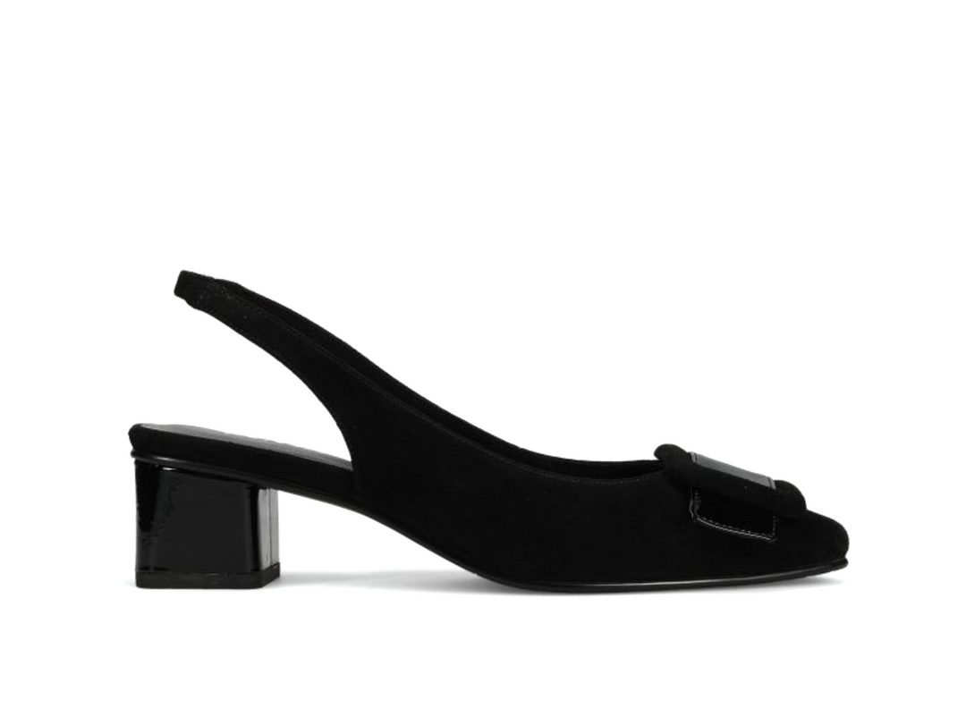 SAKI BLACK SUEDE SLINGBACK