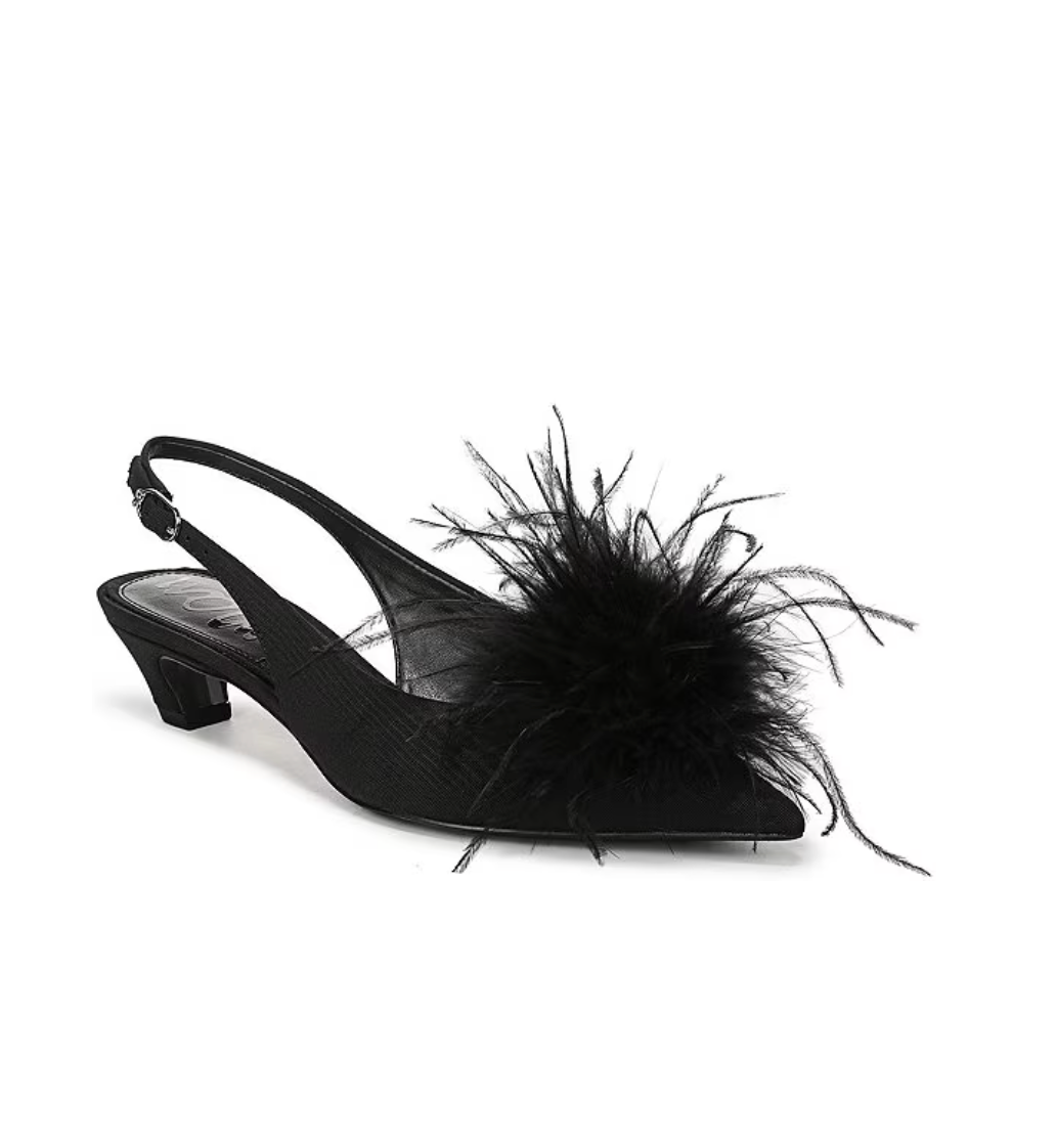 FINCH BLACK FEATHER SLINGBACK