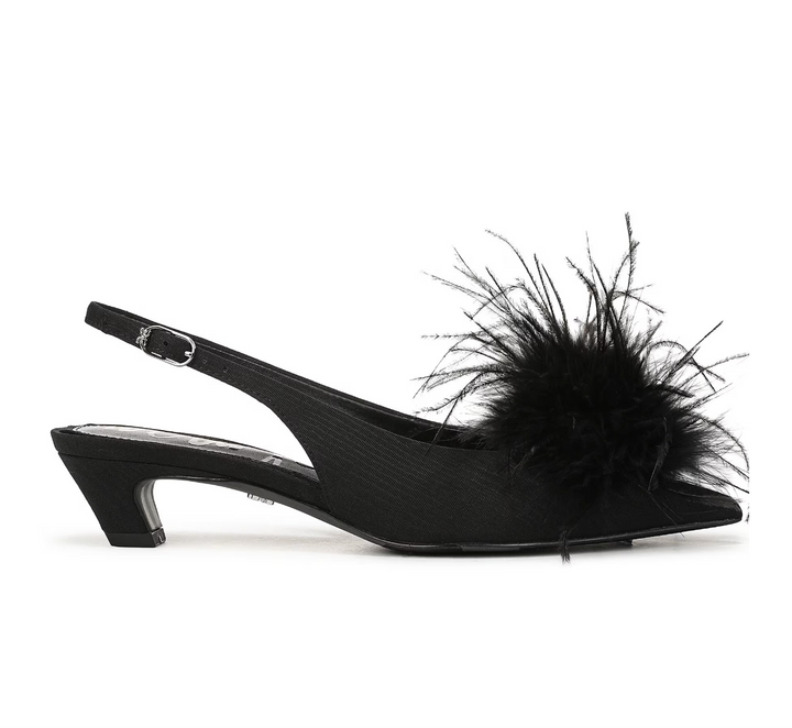 FINCH BLACK FEATHER SLINGBACK