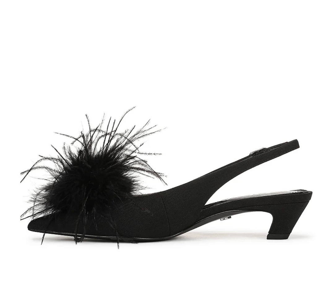 FINCH BLACK FEATHER SLINGBACK