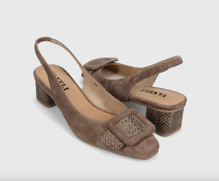 SAKI TAUPE SUEDE HEEL