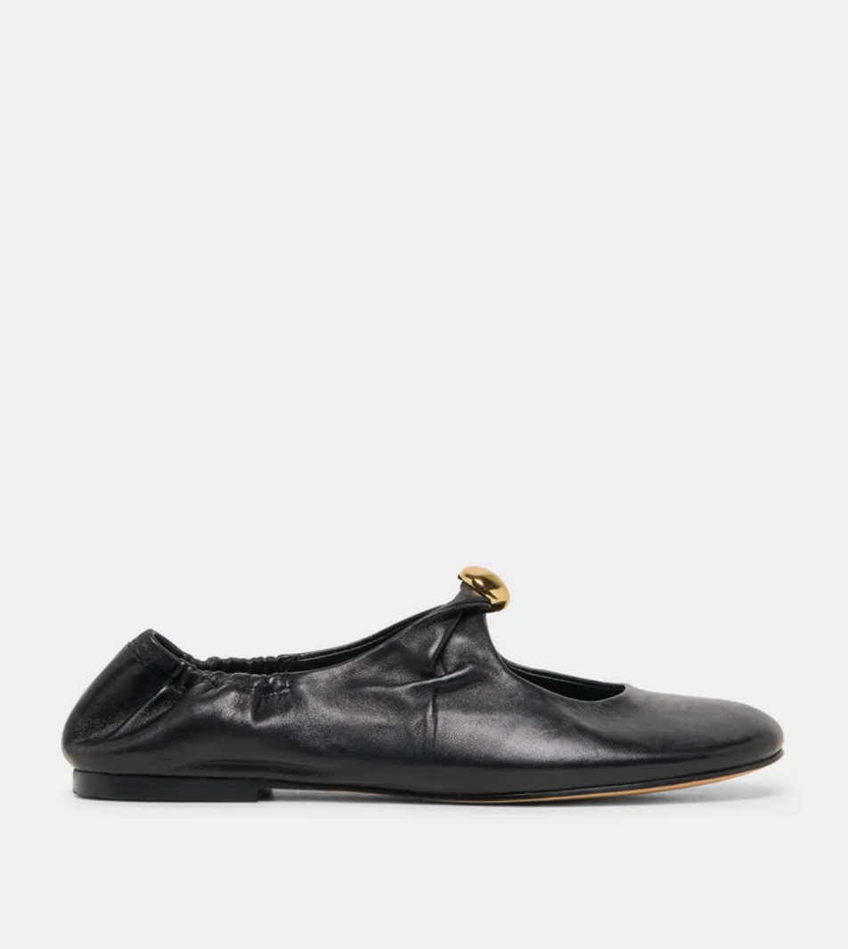 CORNEL BLACK LEATHER FLAT