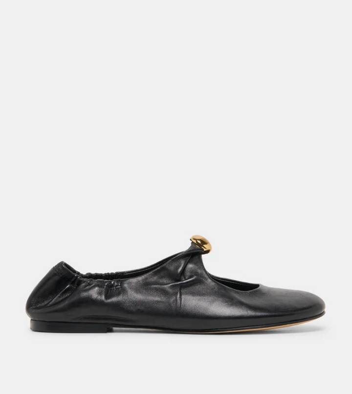 CORNEL BLACK LEATHER FLAT
