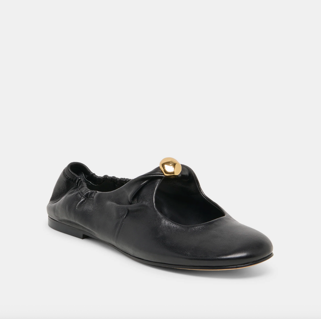 CORNEL BLACK LEATHER FLAT