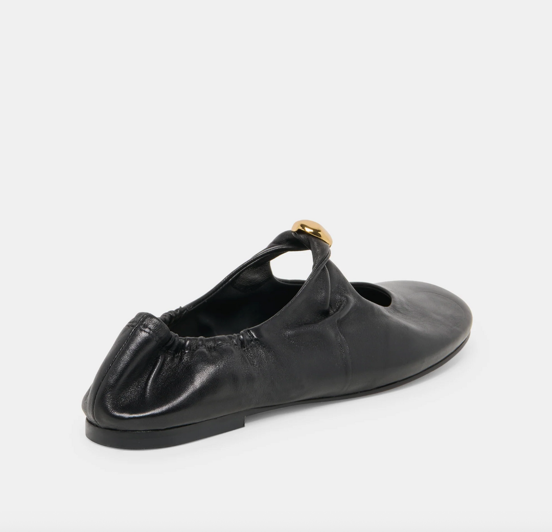 CORNEL BLACK LEATHER FLAT