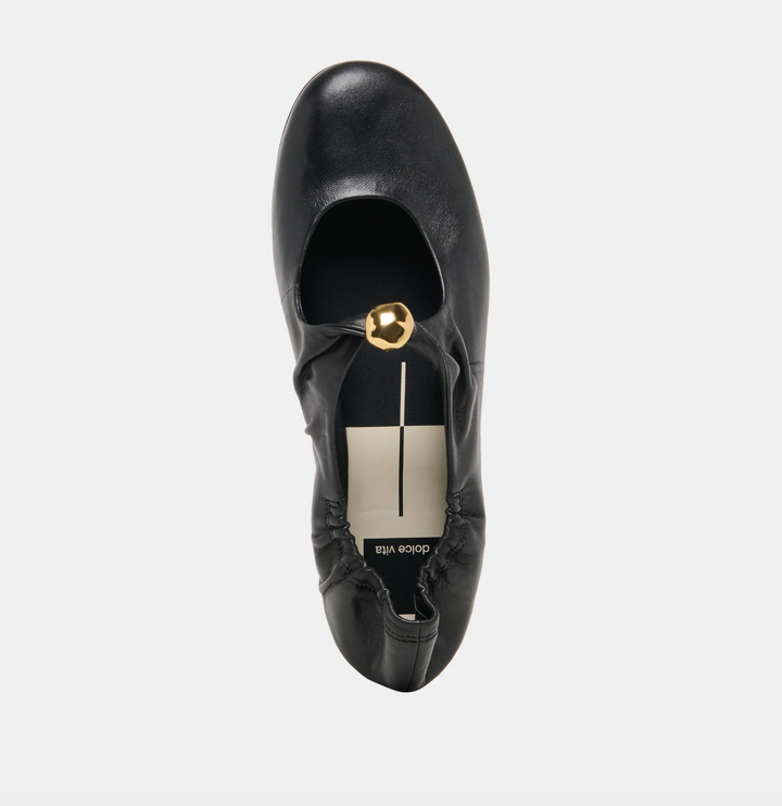 CORNEL BLACK LEATHER FLAT