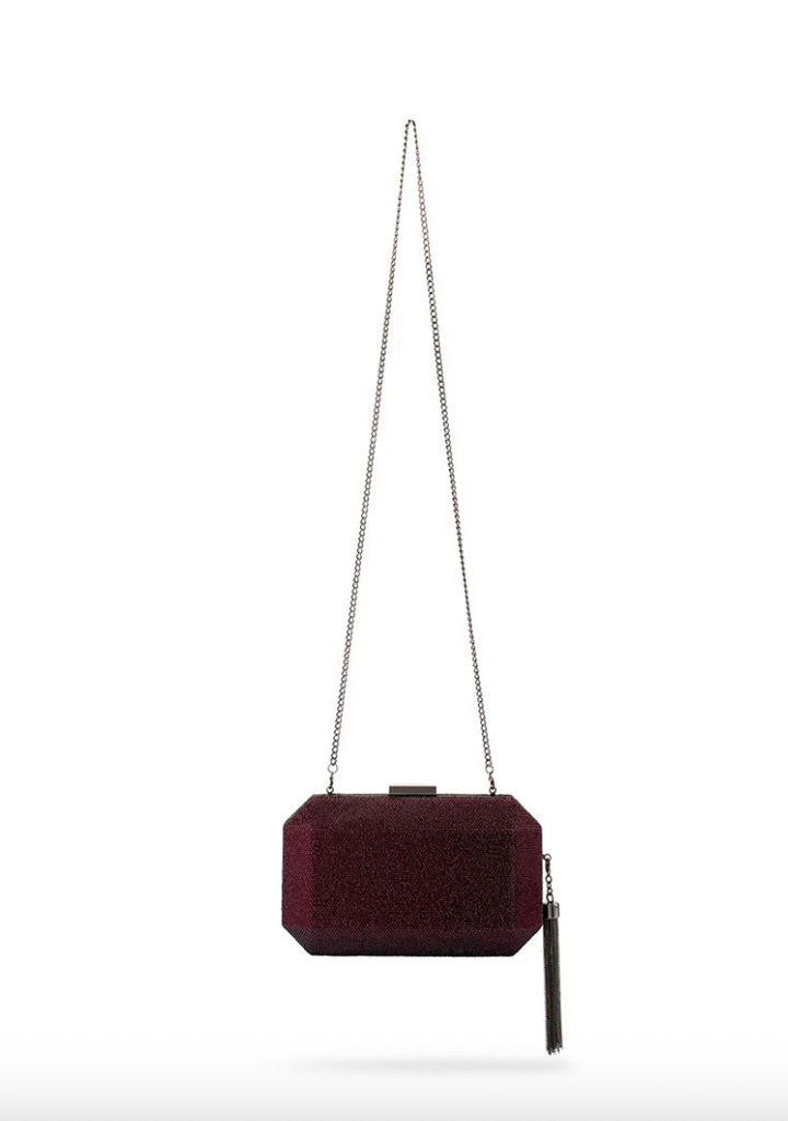 GIA CRYSTAL BURGUNDY EVENING BAG