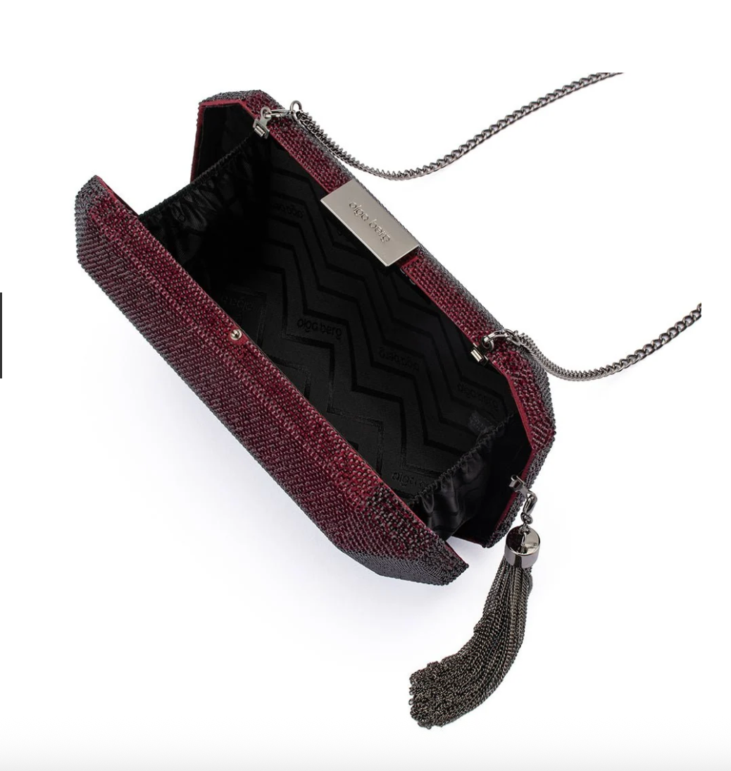 GIA CRYSTAL BURGUNDY EVENING BAG