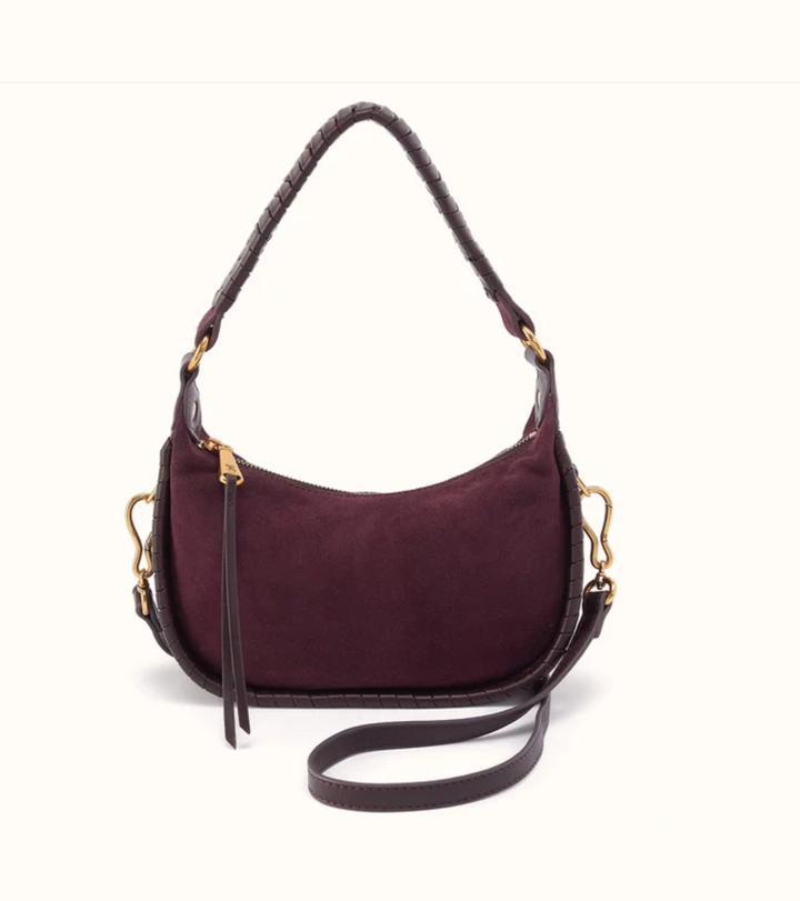 CONTOUR DARK CHERRY SUEDE SHOULDER BAG