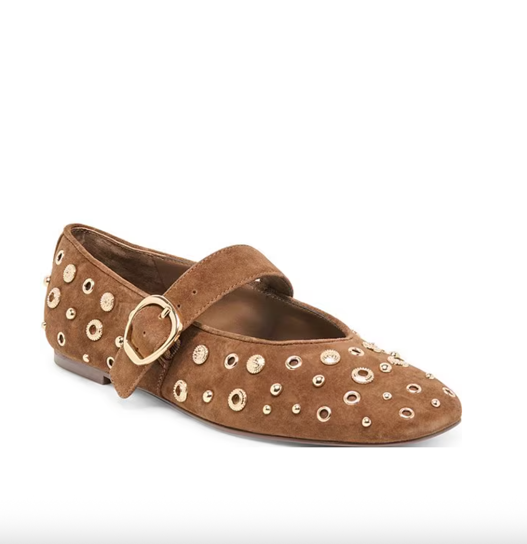 MELLA STUD COCO SUEDE FLAT