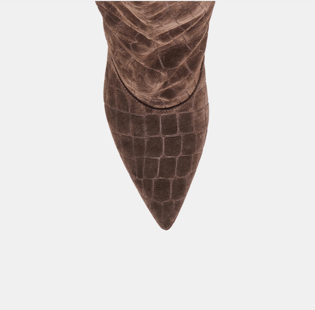 ROXLA CHOCOLATE CROC EMBOSSED BOOT
