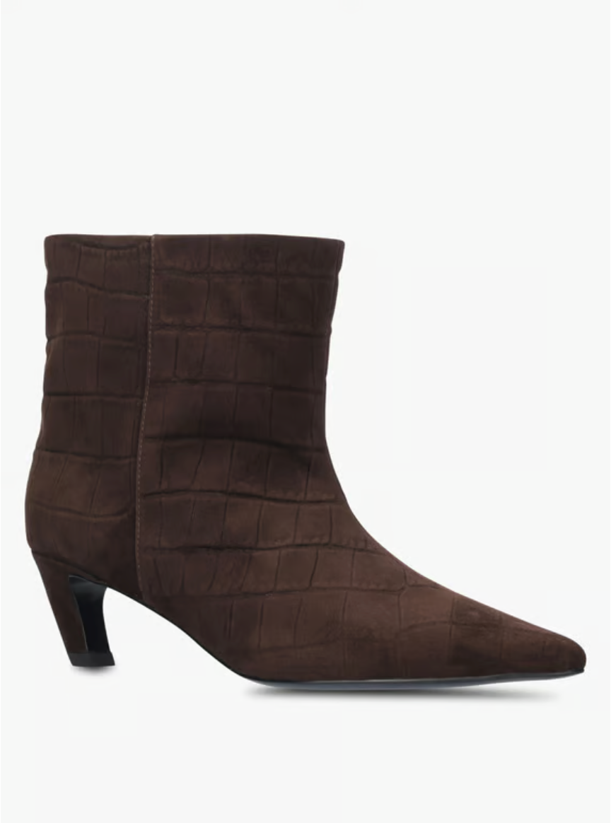 ELERA DARK BROWN CROC EMBOSSED BOOT