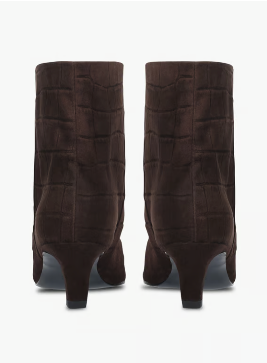 ELERA DARK BROWN CROC EMBOSSED BOOT