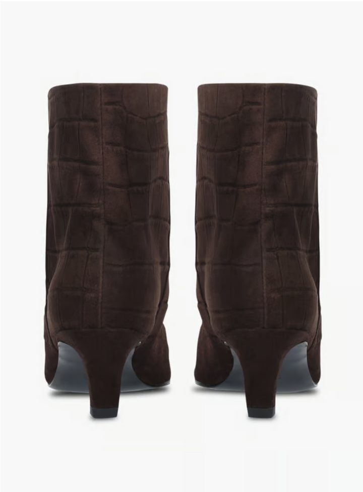 ELERA DARK BROWN CROC EMBOSSED BOOT