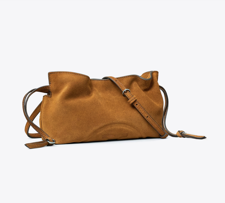 ELLA DRAWSTRING POUCH CARAMEL SUEDE