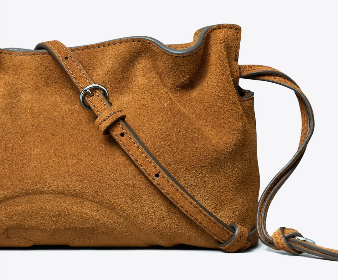 ELLA DRAWSTRING POUCH CARAMEL SUEDE