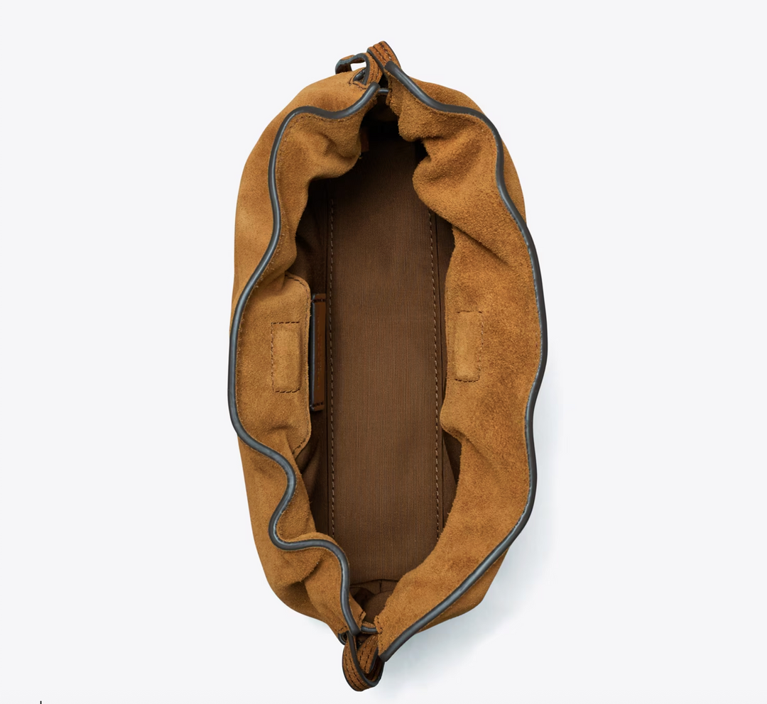 ELLA DRAWSTRING POUCH CARAMEL SUEDE