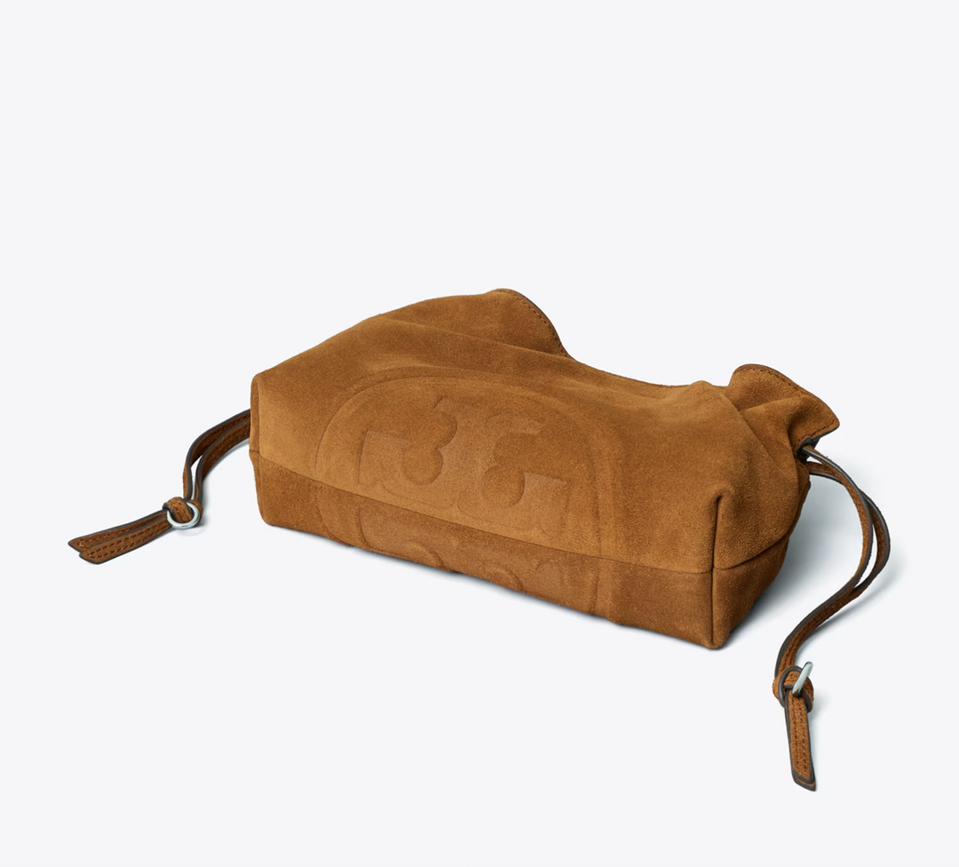 ELLA DRAWSTRING POUCH CARAMEL SUEDE