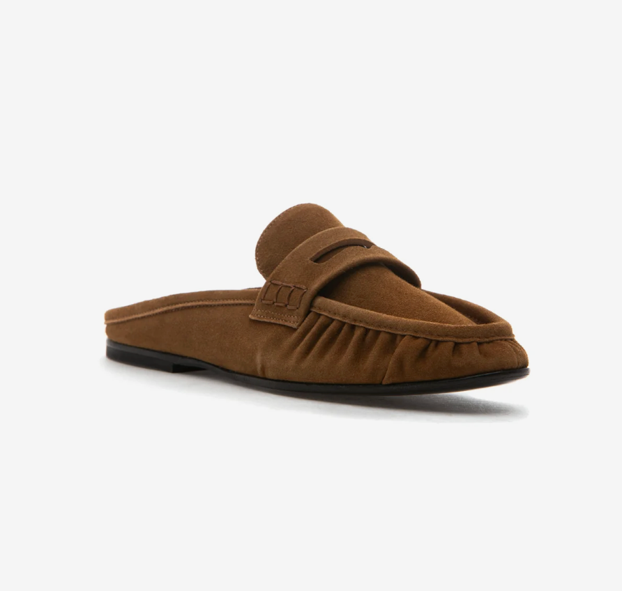 VIVIEN TAN SUEDE LOAFER MULE